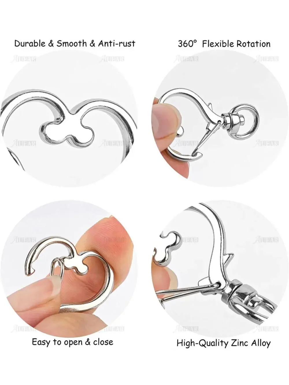Clear Acrylic Keychain Holder with Metal Clip and Treble Clef Charm